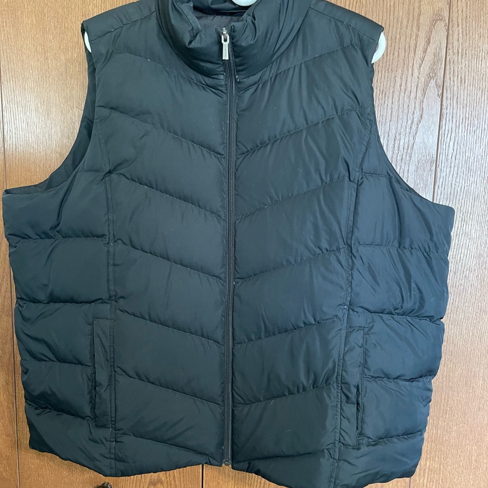 Women's Black Puffer Vest - Chevron stitching - Lands' End!